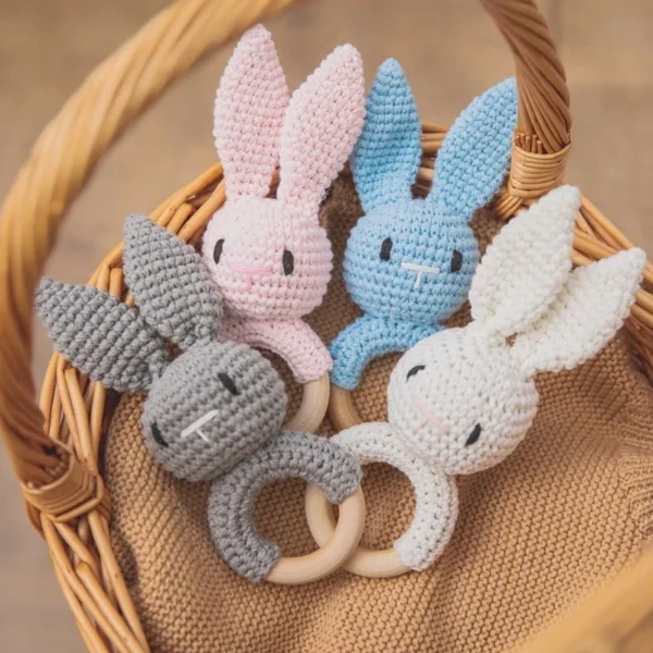 1Pc Customized Baby Teether Wooden Bracelet Crochet Rattle Toys BPA Free Crochet Lemon Bunny Rodent Rattle Newborn Toys Gift - Image 2