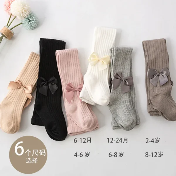 Girls Tights Princess Bowknet Baby Girl's One-Piece Pantyhose Baby Spring and Autumn New Style Trousers Lace Stocking - Image 3