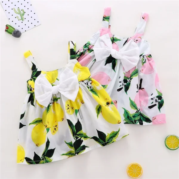 New Cute Printed Sleeveless Newborn Princess Dress Summer Baby Girl Dress Big Bow Baby Girl Birthday Dress Baby Girl Clothes - Image 3