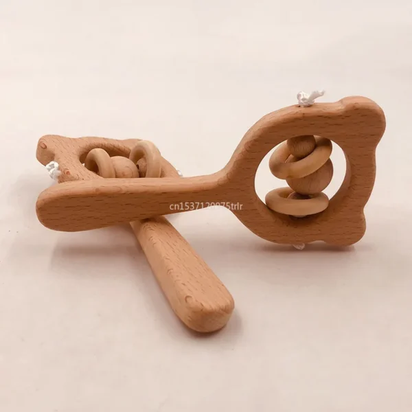 1Pcs Baby Wood Teether Rabbit Owl Beech Wooden Ring Teether Nursing Pendant Baby Animals Rattles Chew Toys Accessories - Image 3