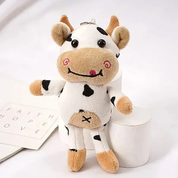 15cm Cute Milk Cow Plush Toy Animal Stuffed Doll Keyring Festival Birthday Gift Kawaii Decor Plush Keychain Toys for Boys Girls - Image 2