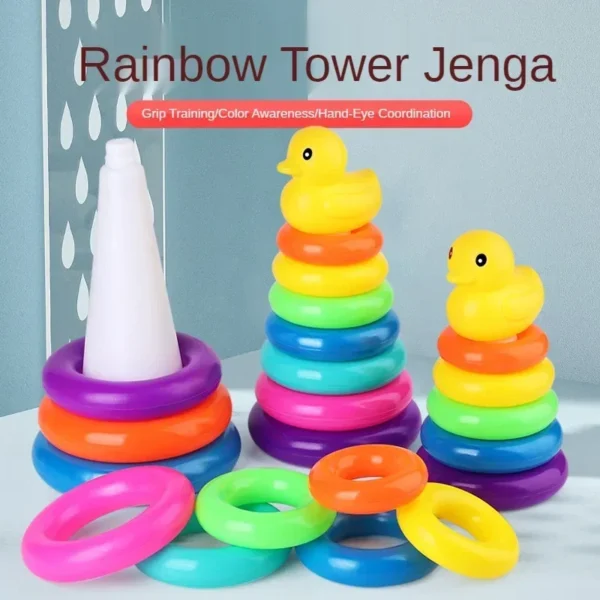 Animal Rainbow Stacking Ring Tower Stapelring Kids Montessoris Toys Early Education Teaching Aids Wood Baby Toys Gift Stack - Image 2