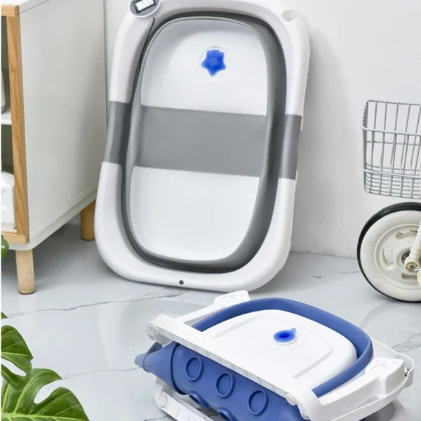 Real-time Temperature Silicone Baby Take A Bath Bathtub Non-Slip Foot Bath Bucket Folding Bathroom With Temperature Sensing - Image 3