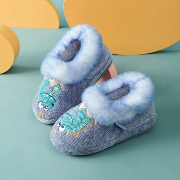 Shevalues Children Warm Plush Cotton Shoes Winter Indoor Non-slip Furry Kids Home Slippers Cute Animals Fluffy Soft Cotton Shoes - Image 3