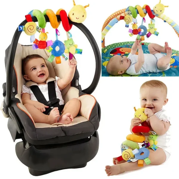 Baby Plush Hanging Rattles Cartoon Animals Shapes Prams Stroller Bed Spiral Activity Hanging Toys For Infant Boys And Girls - Image 2