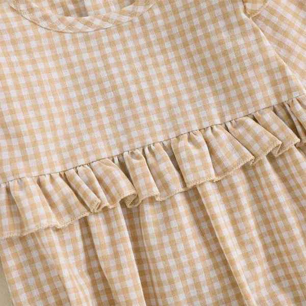 0-18M Spring Autumn Newborn Baby Girls Sweet Rompers Plaid Print Ruffles Long Sleeve Loose Jumpsuits Headband Casual Outfits - Image 6