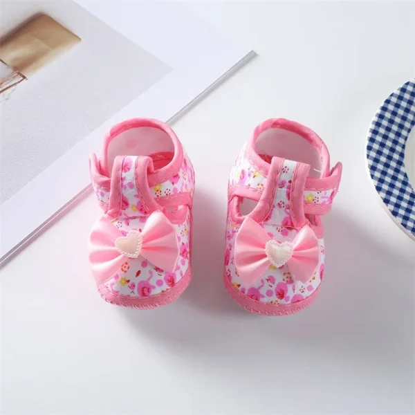 0-18months Baby Girls Flat Shoes Soft Sole Bowknot Flower Print Non-Slip Shoes For Infant Girls Indoor Outdoor First Walkers - Image 6