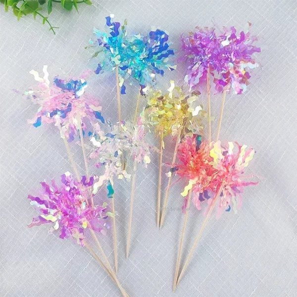 10/20Pcs Glitter Happy Birthday Cake Topper Colorful Fireworks Tassels Cupcake Topper Wedding Baby Shower DIY Dessert Cake Decor