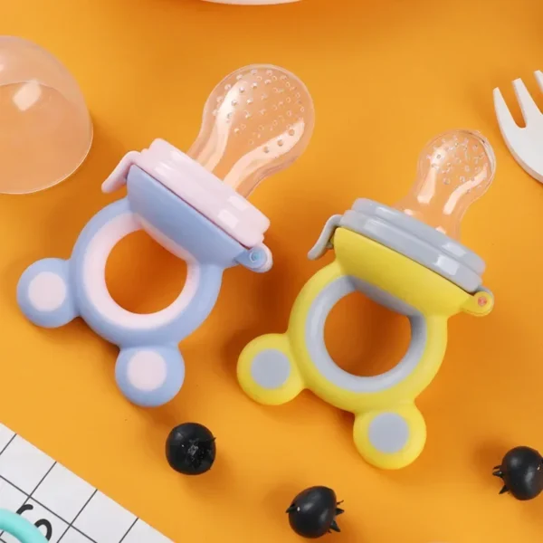 Silicone Baby Food Pacifier with Spoon Set Infant Food Vegetable Fruit Feeder Toddler Soft Spoons Kids Feeding Nipple Soother - Image 3