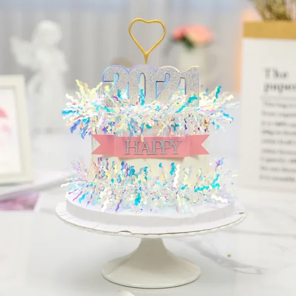 10/20Pcs Glitter Happy Birthday Cake Topper Colorful Fireworks Tassels Cupcake Topper Wedding Baby Shower DIY Dessert Cake Decor - Image 3