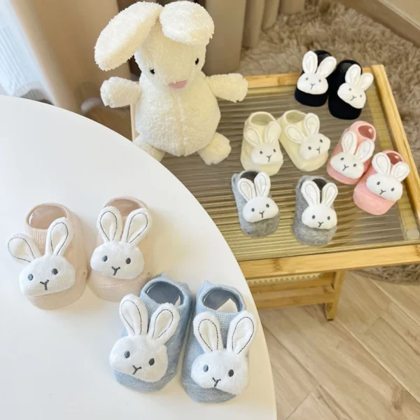 Cartoon Rabbit Baby Socks Cute Animal Doll Newborn Floor Sock Korean Solid Color Infant Toddler Boy Girls Ankle Socks - Image 3