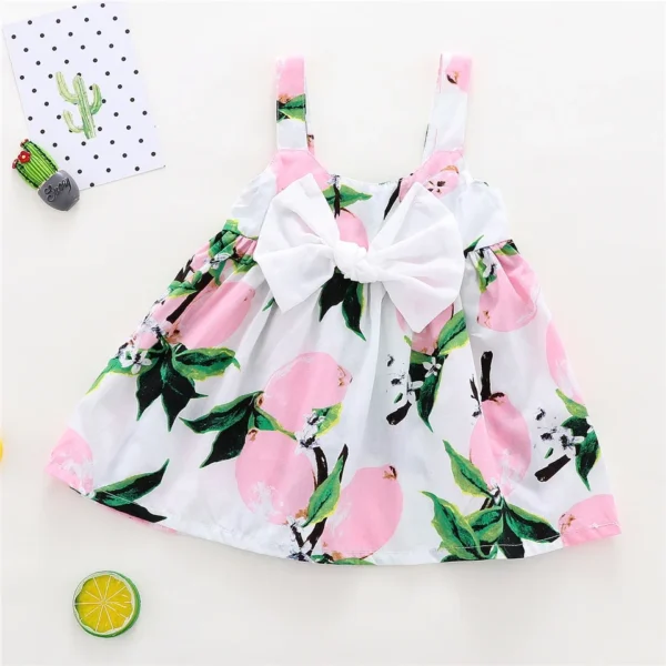 New Cute Printed Sleeveless Newborn Princess Dress Summer Baby Girl Dress Big Bow Baby Girl Birthday Dress Baby Girl Clothes - Image 6