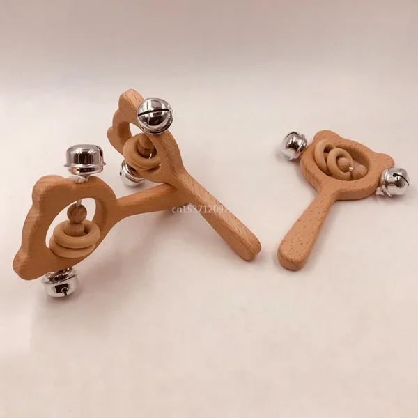 1Pcs Baby Wood Teether Rabbit Owl Beech Wooden Ring Teether Nursing Pendant Baby Animals Rattles Chew Toys Accessories - Image 2