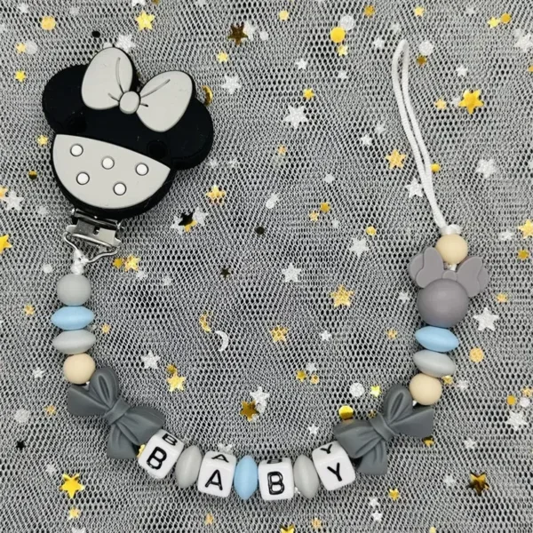 1Pcs Customized Name Baby Pacifier Clips Chain Silicone Beads Teether Toys Dummy Holder Russian English Name Pacifier Chain Gift - Image 5