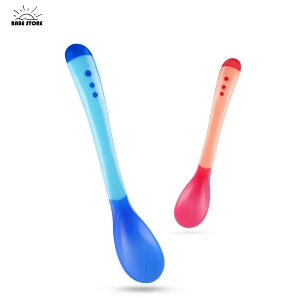 1PC Baby Spoon Heat Sensitive Temperature Sensing Spoon Suitable for Children's Silicone Head Feeding Baby Tableware - Image 3