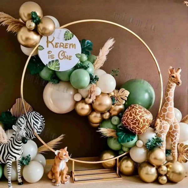 Jungle Safari Green Balloon Garland Arch Kit Kids Birthday Party Supplies Deer Pattern Gold Latex Ballons Baby Shower Decoration - Image 6